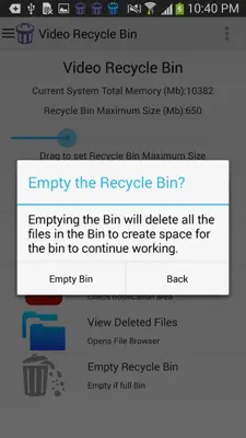 Video Recycle Bin android App screenshot 1